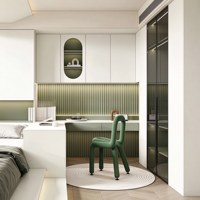 Ensemble de chambre à coucher moderne italien en chêne avec lit de rangement, mobilier de luxe intégré avec bureau et système d'étagères intégrés