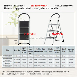 Escalera de acero blanca de 2/3/4/5 escalones con pasamanos para el hogar, cocina, despensa, armario, almacén, escaleras para el hogar, taburete, apartamento - Product Image 4