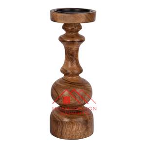 Bougeoir en bois de manguier brun rustique vintage, meilleur vendeur, bougeoir en bois fait main pour décor de centres de table - Product Image 1