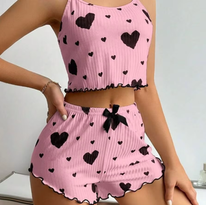 Atacado Dropshipping: Conjunto de Pijamas Femininos e Infantis para Verão e Outono, Loungewear com Estampa de Letras, Casual, Fresco, Respirável e Macio em Seda Gelada - Product Image 3