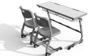 Bureau et chaise double pour lycée en gros avec plateau en MDF