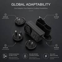 Chargeur de batterie universel 48W, adaptateur de voyage mondial avec 4 prises interchangeables, compatible avec les batteries Li, plomb-acide et lithium ternaire