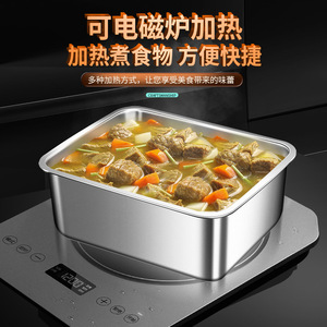 กล่องเก็บอาหารสแตนเลส 316L ทรงสี่เหลี่ยมผืนผ้า พร้อมฝาปิด กล่องเก็บความร้อนสำหรับแช่แข็ง - Product Image 1