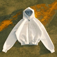 Ensemble de survêtement personnalisé pour homme avec sweat à capuche zippé et short, broderie logo, gris, deux pièces, unisexe