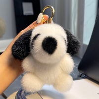 Porte-clés pendentif en peluche petit chien blanc, adorable figurine en peluche, pendentif de sac à dos, exquis porte-clés en peluche animaux de dessin animé, cadeau