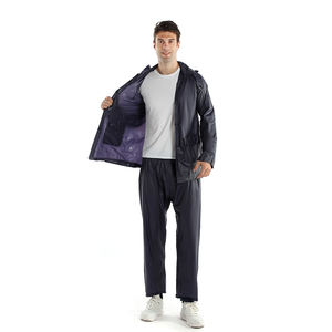 تصميم الأزياء مصنع في الأسهم <span class=keywords><strong>PVC</strong></span> راينسويت الأصفر اللون للماء معطف واقي من المطر مع قبعة - Product Image 2