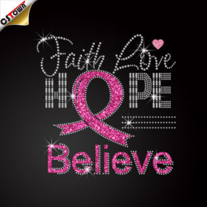 Transferencia de calor de diamantes de imitación personalizada para concientización sobre el cáncer de mama - Product Image 3