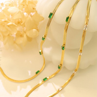 Parure de bijoux tendance en acier inoxydable plaqué or 18 ct étanche parure collier et bracelet incrustés de zircons pour femme