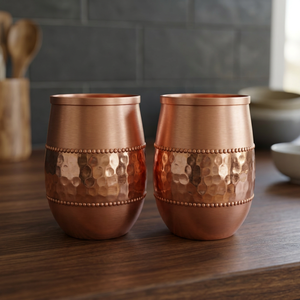 Premium Eco-Friendly Modern Checkered Pure Copper Tumbler 350ml Geometric <b>Grid</b> Pattern Handcrafted Water Bottles Office Gym - Product Image 1