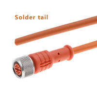 Conector Circular M12, Cable Sobreformado Naranja Personalizado, 12 Pines, Código A, Arnés de Cableado Industrial Recto