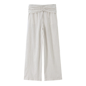 <span class=keywords><strong>Pantaloni</strong></span> Palazzo a Vita Alta da <span class=keywords><strong>Donna</strong></span> a Righe <span class=keywords><strong>con</strong></span> Laccio, Modello Primavera 2026 Personalizzato, <span class=keywords><strong>con</strong></span> Fascia in Vita Staccabile - Produzione OEM - Product Image 2