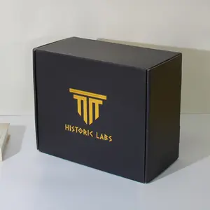 Großhandel große goldfolie schwarzer Karton Papier Versand Kleidung-Schachtel benutzerdefiniertes Logo gedruckte wellpappe-Versandverpackungsbox