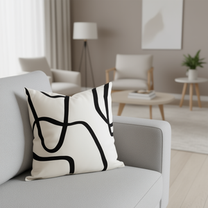 ปลอกหมอนอิงทรงสี่เหลี่ยมทันสมัย ขนาด 18 x 18 นิ้ว สีขาวลายเส้นสีดำ สำหรับตกแต่งบ้าน - Product Image 2