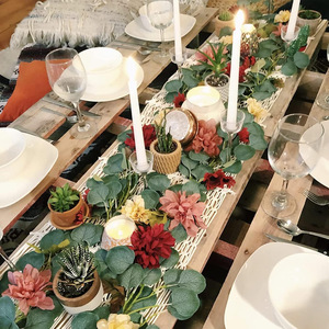 Guirlande artificielle d'eucalyptus, feuillage plat, haute simulation, pour décoration de mariage, feuilles de pommier, 144 brins - Product Image 2