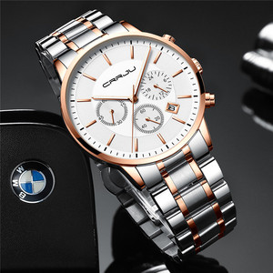 CRRJU 2262 montre à Quartz d'affaires pour hommes multicolore disponible montre à Quartz pour hommes décontracté bracelet en acier Date montre-bracelet mâle - Product Image 3