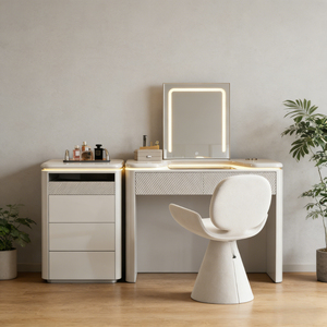 Table de toilette moderne, table de toilette minimaliste pour chambre à coucher, table de toilette de luxe légère, un ensemble de table de toilette - Product Image 6