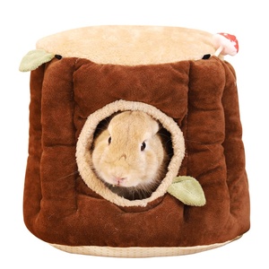 Lit pour petits animaux en forme <span class=keywords><strong>de</strong></span> souche d'arbre, nid suspendu pour lapin, cochon d'Inde, hamster, écureuil avec coussin amovible - Product Image 2