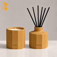 FUBEI LIVING Bougie parfumée mate à facettes décagonales vert sauge, cadeau de mariage, aromathérapie, spa, ensemble diffuseur à bâtonnets en céramique