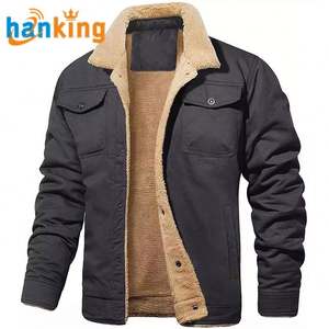 Nouvelles vestes d'automne et d'hiver pour hommes, rembourrées en coton, élégantes, décontractées, couleur unie, coupe-vent, veste en jean, col à revers, épaisse et chaude - Product Image 1