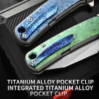 Couteau en titane cristallin de conception originale PioneerEDC, lame M390, couteau de poche pour l'autodéfense, couteau tactique en titane premium EDC