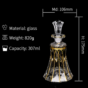 Bouteille de luxe en verre doré de 580ML, bouteille de parfum en verre cristal, carafe à <span class=keywords><strong>vin</strong></span> - Product Image 6