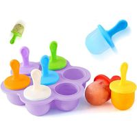Moule à glaces en silicone à 7 cavités avec bâtonnets colorés pour glaces maison, matériau de qualité alimentaire adapté aux enfants