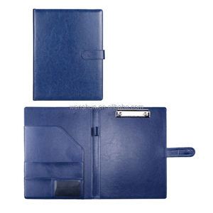 <span class=keywords><strong>A4</strong></span> suministros de oficina de negocios azul marino PU cuero personalizado Logo documento archivo anillo carpeta Padfolio cartera carpeta con Bloc de notas - Product Image 5