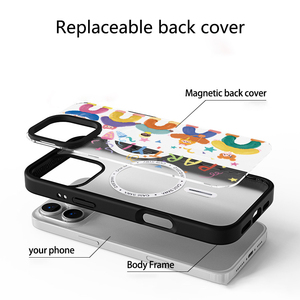 Tự Làm Rõ Ràng Có Thể Tháo Rời Cover Quay Lại Sang Trọng Từ Acrylic Phí Không Dây Trường Hợp Điện Thoại Cho Iphone 15 16 17 Pro Max Nam Châm In Trường Hợp - Product Image 3