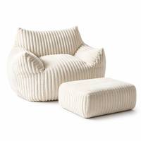 Fauteuil pouf en velours côtelé doux avec repose-pieds, canapé paresseux surdimensionné pour chambre et salon, vente en gros