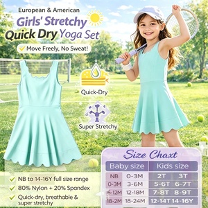 Vestito da tennis per <span class=keywords><strong>bambina</strong></span> DH ODM <span class=keywords><strong>Tiffany</strong></span> Blue con orlo smerlato, pantaloncini da ginnastica, abbigliamento sportivo personalizzato multicolore per bambini - Product Image 3