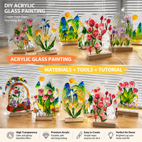 DIY Acrylglas-Malerei LED-Nachtlicht Handgemalte Wasserwellen-Textur Tischlampe Kinder-Bastelgeschenk Abschluss-Dekoration 3-12