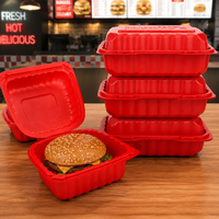 Boîte de rangement alimentaire en plastique jetable pour micro-ondes, couleur rouge, pour emballer des gâteaux aux haricots, du pain