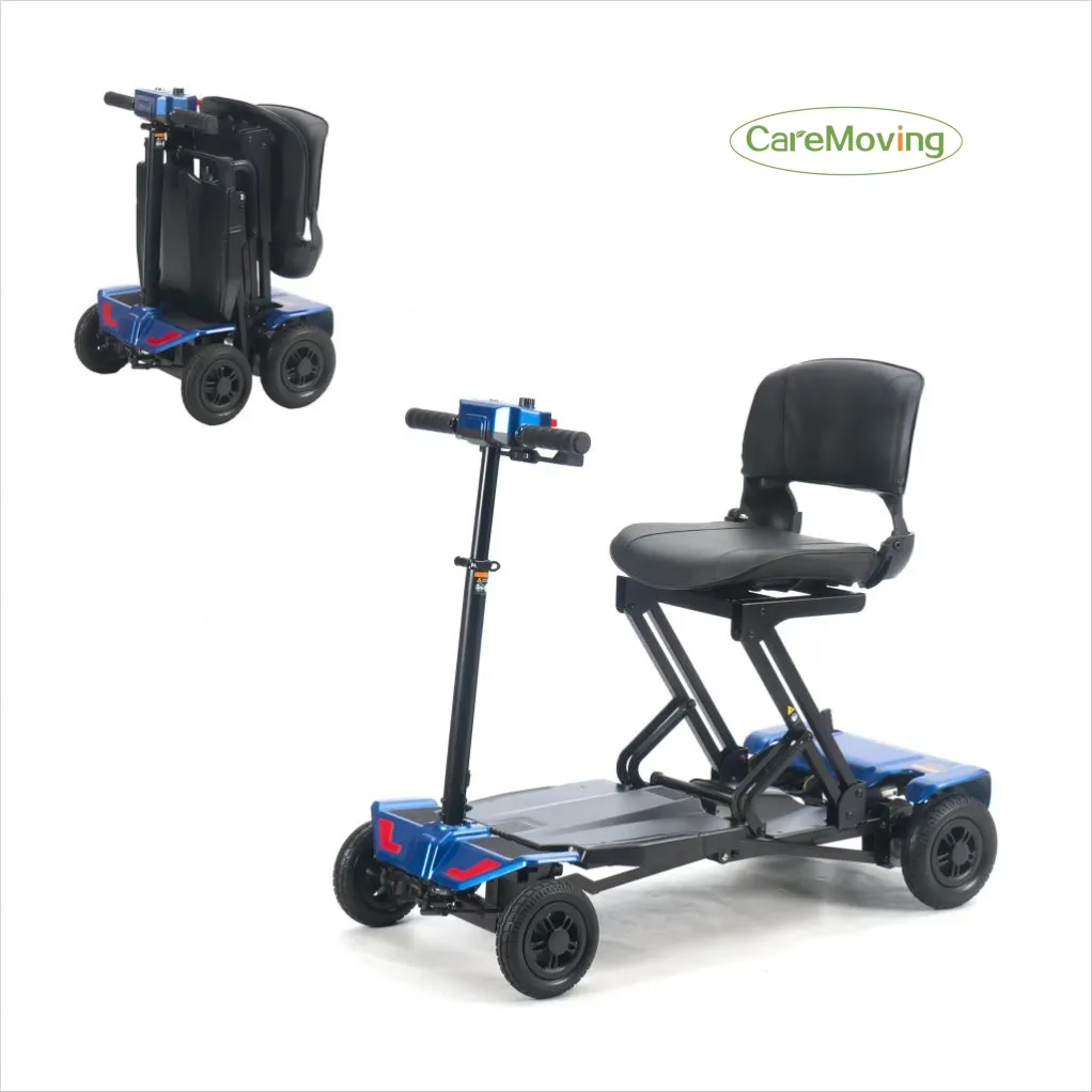 Düşük fiyat kıdemli scooter bavul yaşlı engelli için 4 tekerlekli otomatik kat elektrik motorlu scooter