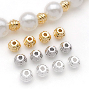 Copper Plated Gold Silver Round <b>Bead</b> 4x5mm Hole DIY Jewelry Accessory - Product Image 1
