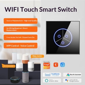 Interrupteur tactile intelligent WiFi <span class=keywords><strong>Tuya</strong></span>, type 86, norme EU/CN, fil neutre requis, panneau en verre trempé avec commande vocale via application - Product Image 3