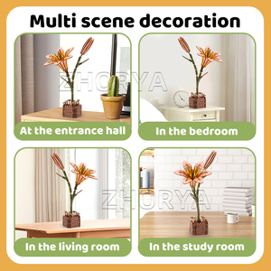 Zhorya 71 pièces Kit de fleurs <span class=keywords><strong>en</strong></span> <span class=keywords><strong>bois</strong></span> lys rose bricolage ensemble de construction de fleurs artificielles Kit d'artisanat Puzzles <span class=keywords><strong>3D</strong></span> - Product Image 4
