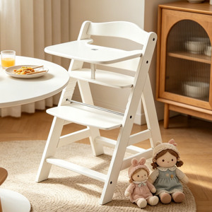 Chaise haute bébé en bois réglable 3 en 1 avec plateau et coussin pour les enfants de 6 mois à 10 ans - Product Image 2