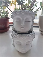 Pot Bunga Buatan, Vas Putih, Pot Keramik, Pot Sukulen, Patung Meja, Pot Tanaman Wajah Buddha, Patung Bali, Pot Kepala Buddha
