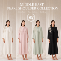 Modeste broderie ouverte Abaya perles Cardigan femmes musulmanes robe deux pièces hiver Abaya Maxi robe OEM Service à manches longues