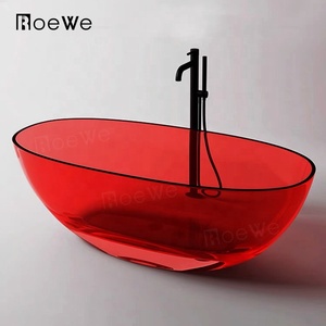Vasca da bagno trasparente rossa/blu/<span class=keywords><strong>ambra</strong></span> moderna vasca da bagno freestanding in resina all'ingrosso, camera d'albergo vasca da bagno bagno vasca trasparente - Product Image 2