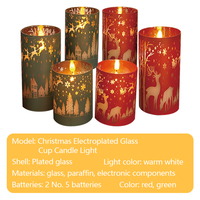 Bougie LED sans flamme en cire véritable, motif flocons de neige et cerfs de Noël, verre imprimé personnalisé, télécommande, pour mariage et maison