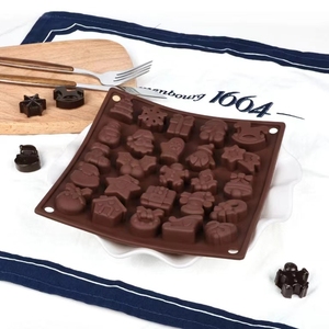 25-Hole Christmas Themed Silicone <b>Molds</b> Baking Cube Shape DIY <b>Cake</b> Chocolate Candy Icing Tray Included for Food Use - Product Image 3