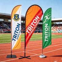 Drapeau Plume Publicitaire Personnalisé pour Événements Sportifs – Affichage Extérieur Imprimé – Bannière Volante – Signalétique de Plage