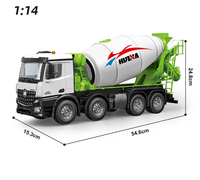 Camión Mezclador de Concreto de Ingeniería de Servicio Pesado con Ruedas a Escala 1:14, de Aleación 2.4G, 12 Canales, RC, Reforzado, Modelo Metálico de Juguete HUINA1537