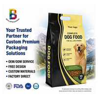 Sachet à fond plat personnalisé pour aliments pour animaux de compagnie, 8kg, 10kg, 15kg, emballage haut de gamme pour croquettes pour chiens, sac à soufflets latéraux avec poignée