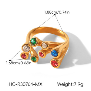 Anillo Personalizado al por Mayor, de Acero Inoxidable 316L, Chapado en Oro de 14k y 18k, con Zirconia en Forma de Corazón, para Mujer - Product Image 6