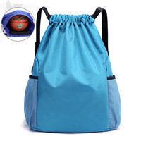 Sac à cordon promotionnel réutilisable en polyester à motif lettres, idéal pour la gym, le sport et l'école, en tissu Oxford imperméable avec poches