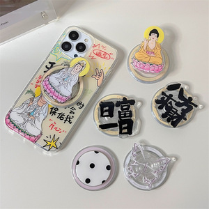 Cute <b>Cartoon</b> Magnetic Phone Stand Universal Magnetic Adsorption Airbag Bracket Lazy Desktop Back Paste Holder - Product Image 3