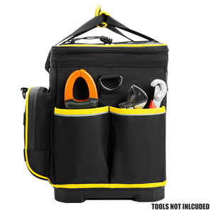 16-inch Waterproof <b>Tool</b> <b>Bag</b> with Hard Bottom Detachable Divider Heavy Duty <b>Tool</b> <b>Tote</b> with Multiple Pockets OEM Available Black - Product Image 4