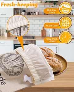 Wholesale Custom Food Grade Personalized Comercial Organic Linen <b>Fabric</b> Bakery Packaging Attach Bread <b>Bag</b> With TPU Lining - Product Image 2